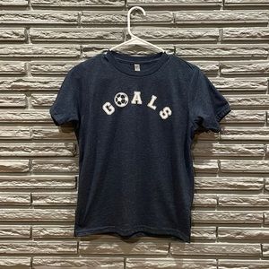 Goals Soccer Kids Graphic T Shirt Navy Heather New With Tags